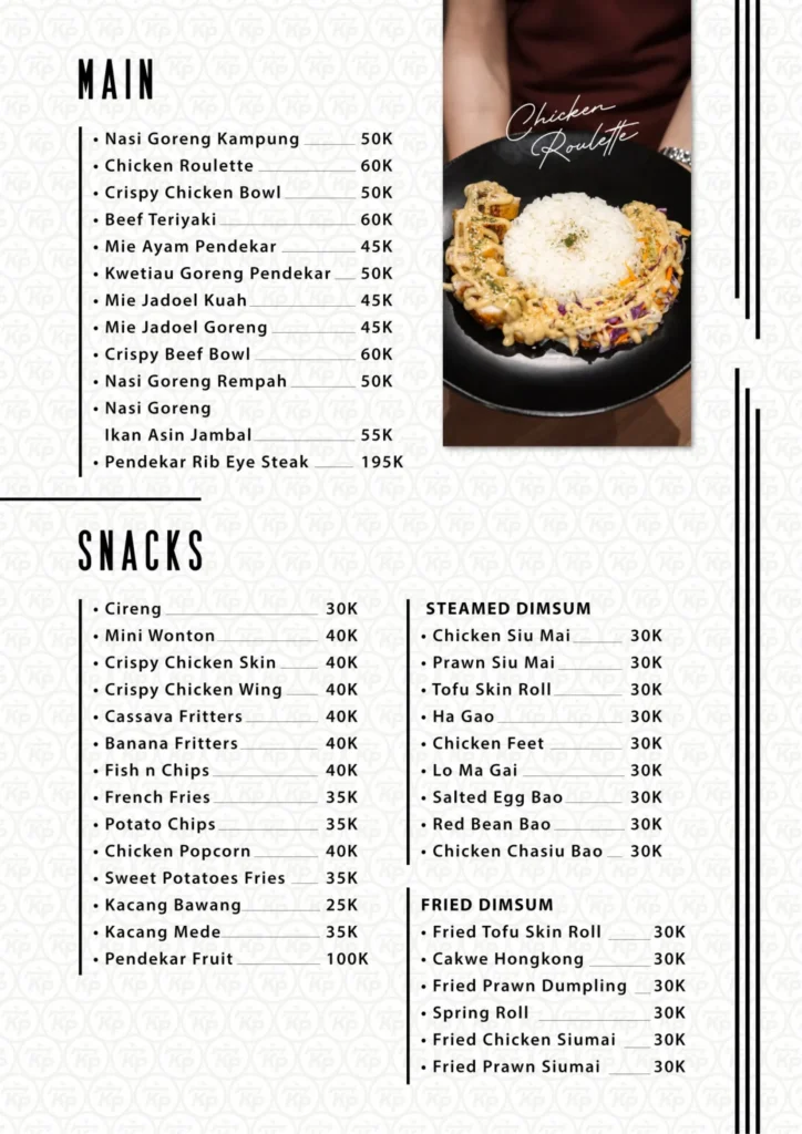 pendekar bar menu