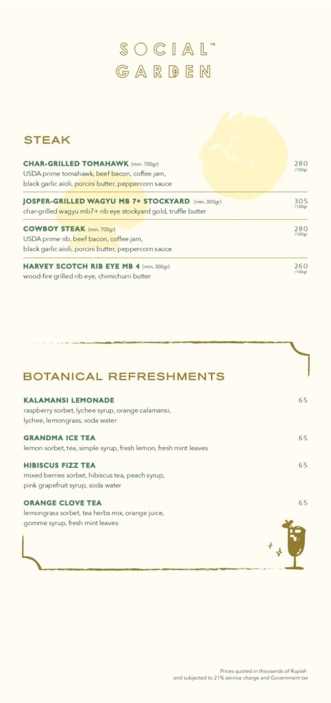 social garden senayan - menu