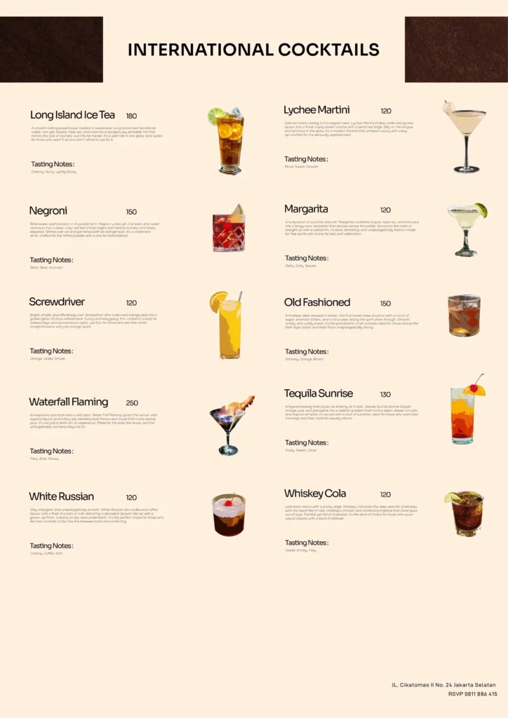 kodee jakarta cocktail menu